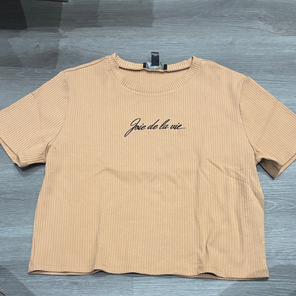 Forever 21 Tan Ribbed Short Sleeve Tee